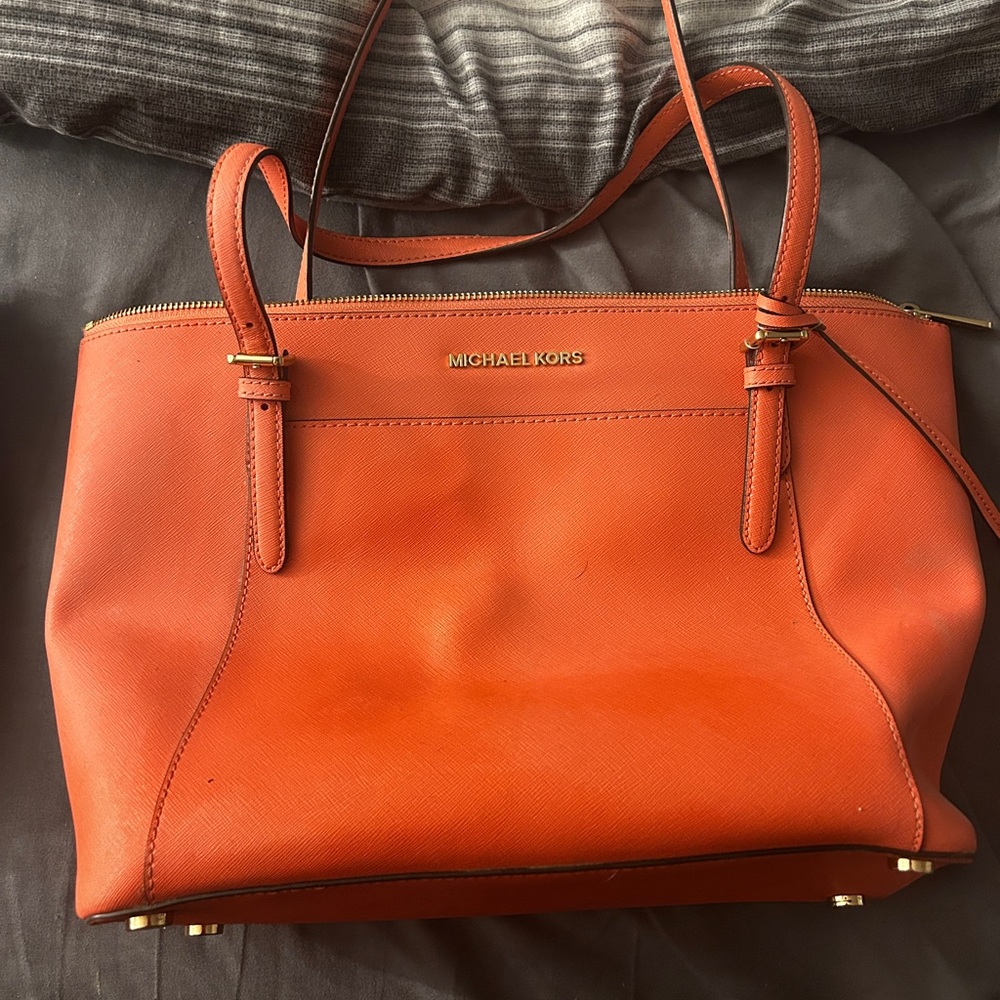 Michael Kors Orange Leather Tote Bag